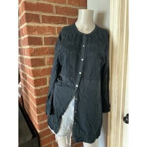 Smocked Gathered Button shirt J.Jill Medium Long Sleeve Minimalist Staple Boho